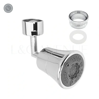 Infographie détails AeraBoost Bath™ : 5 modes de précision, orientation 360°, format compact et installation sans outil.