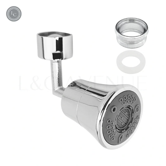 Infographie détails AeraBoost Bath™ : 5 modes de précision, orientation 360°, format compact et installation sans outil.